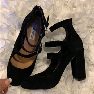 Black suede heels